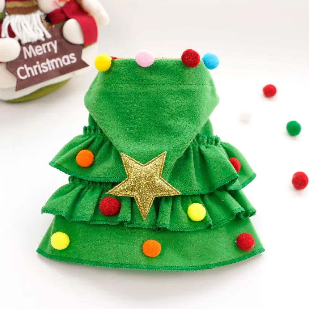 Disfraz de Árbol de Navidad para Perro y Gato – Capa Navideña para Mascotas