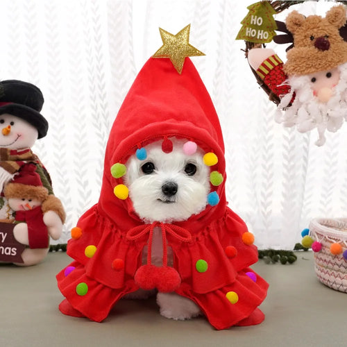 Disfraz de Árbol de Navidad para Perro y Gato – Capa Navideña para Mascotas